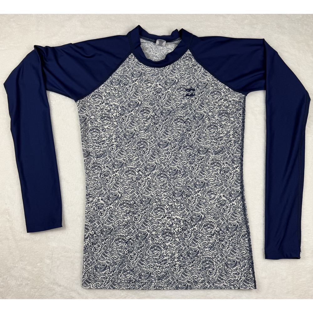 Billabong Womens Long Sleeve Rash Guard Navy Paisley Swim Top XR30JSTS L